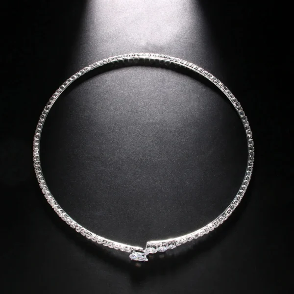 Stonefans Simple Geometry Rhinestone Collar Necklace Jewelry for Women Fashion Adjustable Open Collar Elasticity Choker Gift - Image 2