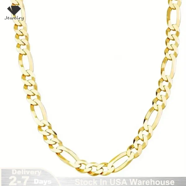 925 Sterling Silver Classic Figaro Chain Link Necklace for Men 14K Gold Plated 5mm Wide Cuban Curb Link Chain Jewlelry Gift USA