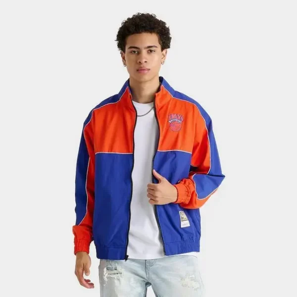 Mitchell and Ness | Men's Mitchell & Ness New York Knicks NBA Mesh Nylon Full-Zip Jacket