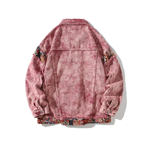 Men Denim Jacket Cowboy Retro Cotton Denim Coat Spring Loose Fit Jeans Jacket Outerwear Y2k Vintage Ripped Painted Denim Jacket - Image 3