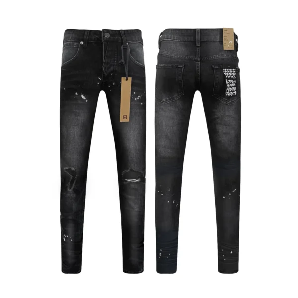 25SS New KSUBI Cross Jeans Men fashion Trend wash Light blue Ripped Letter embroidery Stretch Slim Hole Patch Jeans brand pants
