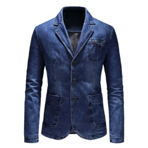 Men‘S Denim Jacket Cowboy Retro Cotton Denim Coat Spring Loose Fit Jeans Jacket Outerwear Y2k Casual Business Denim Suit Jacket