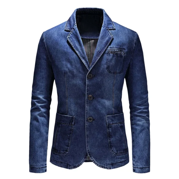Men‘S Denim Jacket Cowboy Retro Cotton Denim Coat Spring Loose Fit Jeans Jacket Outerwear Y2k Casual Business Denim Suit Jacket