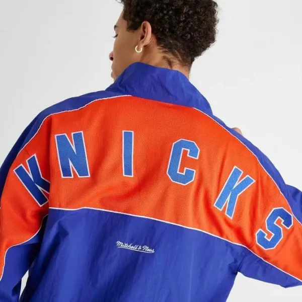 Mitchell and Ness | Men's Mitchell & Ness New York Knicks NBA Mesh Nylon Full-Zip Jacket - Image 6