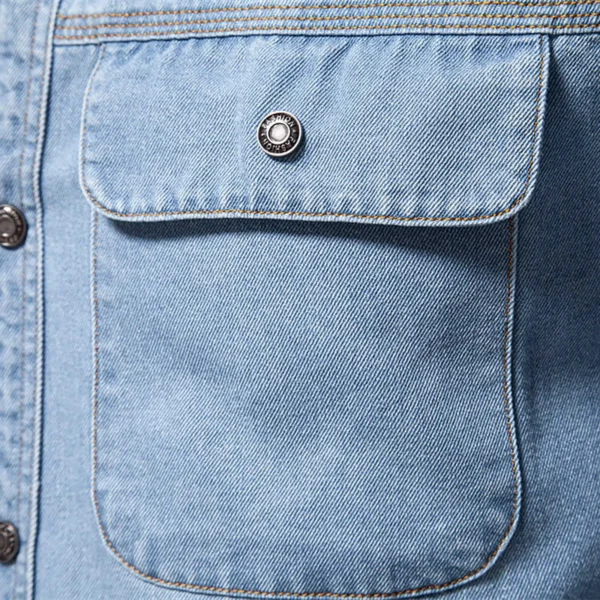 Men‘S Denim Jacket Cowboy Retro Cotton Denim Coat Spring Loose Fit Jeans Jacket Outerwear Business Casual Washed Denim Shirt - Image 2