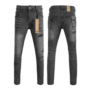 KSUBI Cross Jeans Men Trendy American High Street Paint Hole Trend High Quality Low Rise Stretch Skinny Pleated Ripped Jeans