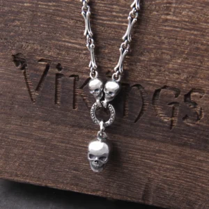 Vintage Gothic Punk Male Female S925 Sterling Silver Skull Chain Necklace for Men Women Hip Hop Party Jewelry Accessories