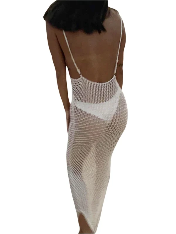 Women Knitted Beach Cover Ups Crochet Cutout Backless Dress for Bikini Swimsuit Bathing Suit Summer Clothes - Image 2