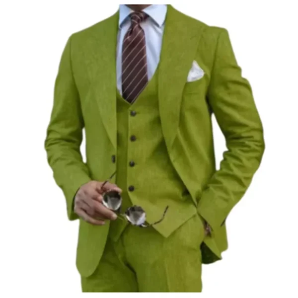 Elegant Man Suit Tailored 3-piece Suit Linen Suit High-quality Wedding Art One Breasted Gun Lapels Suit for Men Summer Beach - Image 6