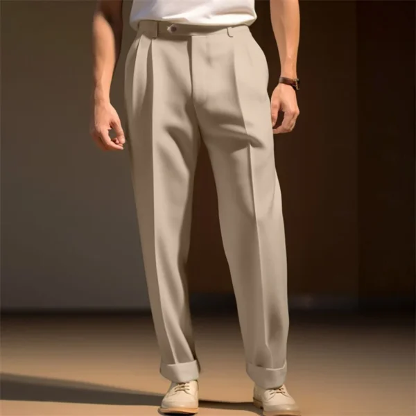 Men s Fit Dress Pants Solid Color Flat Front Trousers Classic Business Casual Suit Pants Modern Formal Wear Hemmed Bottoms