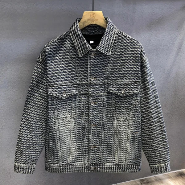 Men‘S Denim Jacket Cowboy Retro Cotton Denim Coat Spring Loose Fit Jeans Jacket Outerwear Vintage Washed New Cargo Denim Jacket