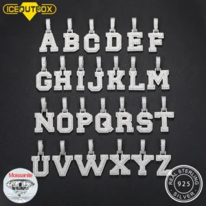 New Moissanite 26 A-Z Letter Pendant Jewelry Necklace Women Iced Out Personalized Charms Rapper Super Star Hip Hop Punk S925