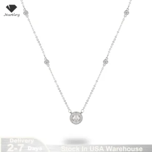 1CT Moissanite Necklace for Women Certified 925 Sterling Silver Sparkling Lab Diamond Pendant Chain Party Jewelry GRA USA Stock