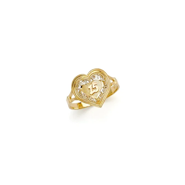 SWEET 15 HEART GOLD CZ RING 3D Stainless Steel 18K Gold Plated Rings Valentine's Day Mother's Day Gifts Women Jewelry for Her