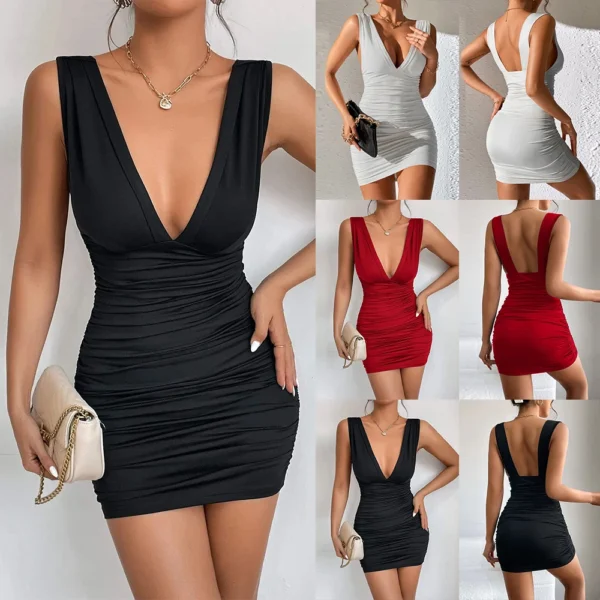 Sexy Hip Waist Short Dress Women Clothing 2024 Summer Elegant Evening Mini Formal Occas Dress Femal Bodycon Vestidos Black Skirt - Image 2