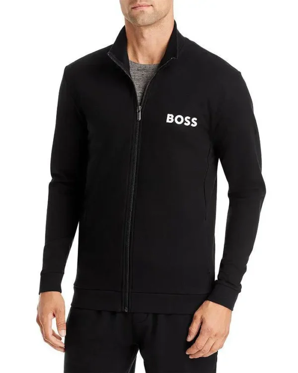 BOSS | Ease Cotton Logo Print Full Zip Jacket Regular Fit - Image 2