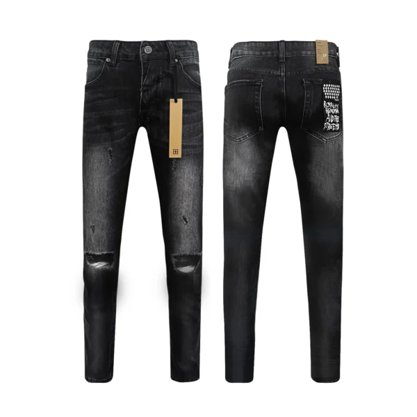 25SS American Style KSUBI Jeans New Ripped Hole Design High Quality Embroidery Logo Casual Slim-fit Pants Unisex