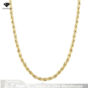 18K Gold plated 2.8MM Twisted Rope Twist Electroplating Necklace for Men Women 925 Sterling Silver Wedding original Jewelry Gift