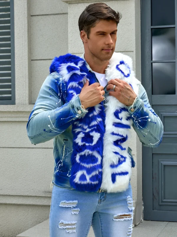 Men's fashion stretch jacket, full strip printing, fashion wash, has a very fashionable design-RSM-DEMNAJKTPAINT-ROBL-ML - Image 2