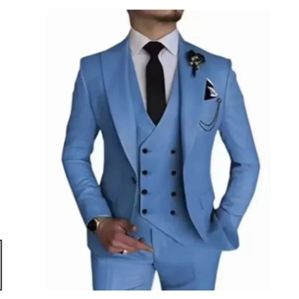 Luxury Men's Suit Customized Single Button Business Suit 3-piece Jacket Vest Pants Wedding Groom Tuxedo Elegant High Quality